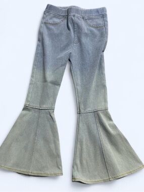 NWT Happy Threads Girls 5T Flare Wide-Leg Jeans in Faded Gray-Green